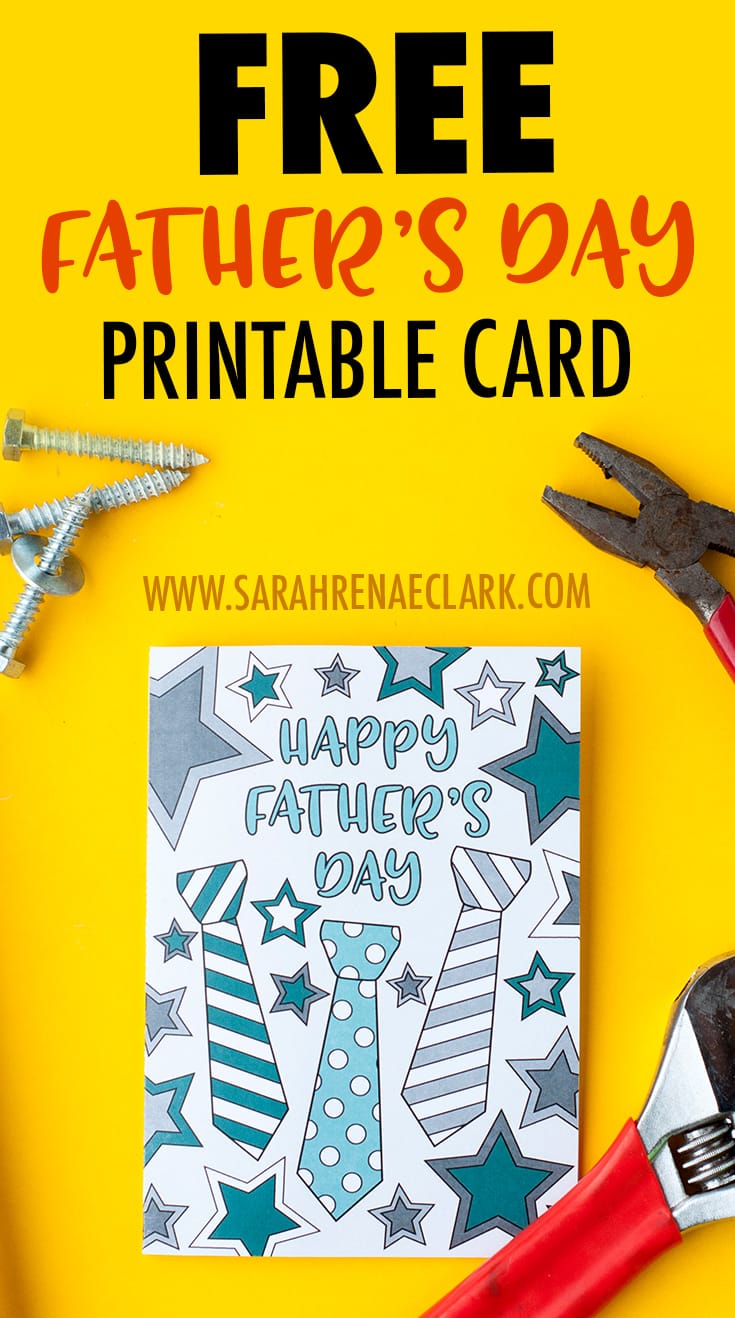 This free printable Father’s Day card is fun to color in and a great way to personalize your Father’s Day gift! This is a sample card from my pack of 10 coloring cards for Father’s Day | Find more Father’s Day printables and free coloring pages at https://sarahrenaeclark.com/shop/cat/seasonal/fathers-day/