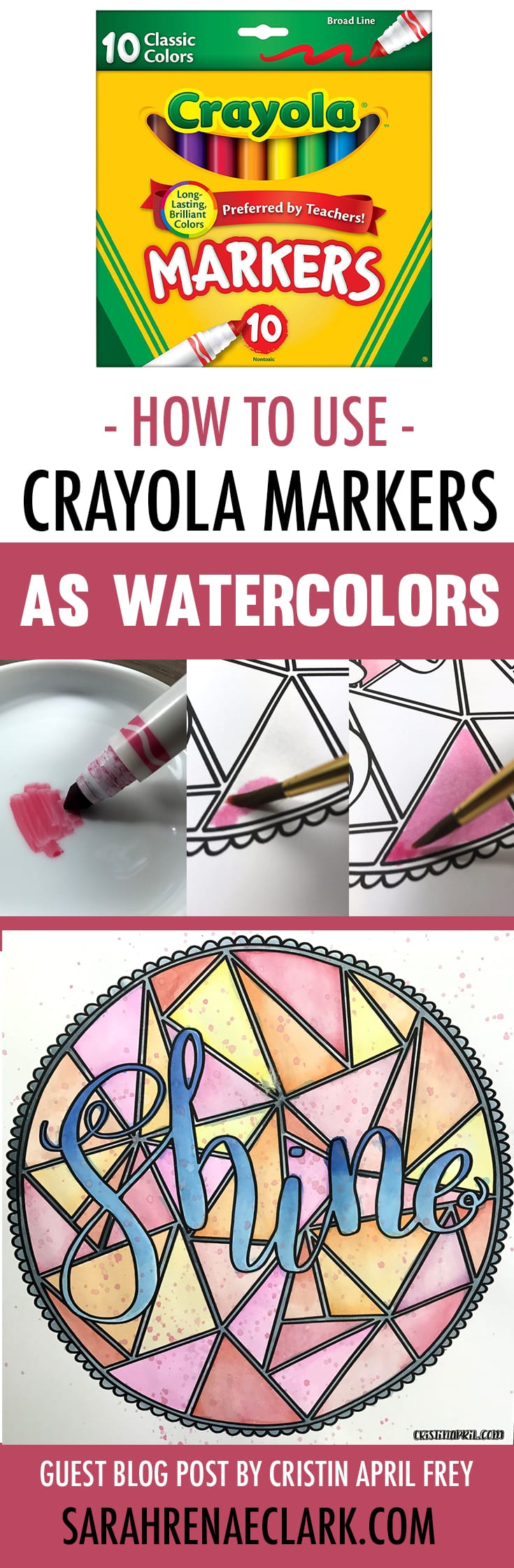 What a clever Crayola hack! Use your Crayola markers as watercolor paints. Check out the step-by-step photos and video tutorial, plus other adult coloring hacks at www.sarahrenaeclark.com | How to use Crayola markers as watercolors