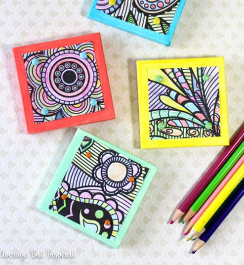 Turn your coloring pages into canvas magnets | Click to see all 29 creative ways to repurpose your coloring pages | #coloringpage #crafts www.sarahrenaeclark.com