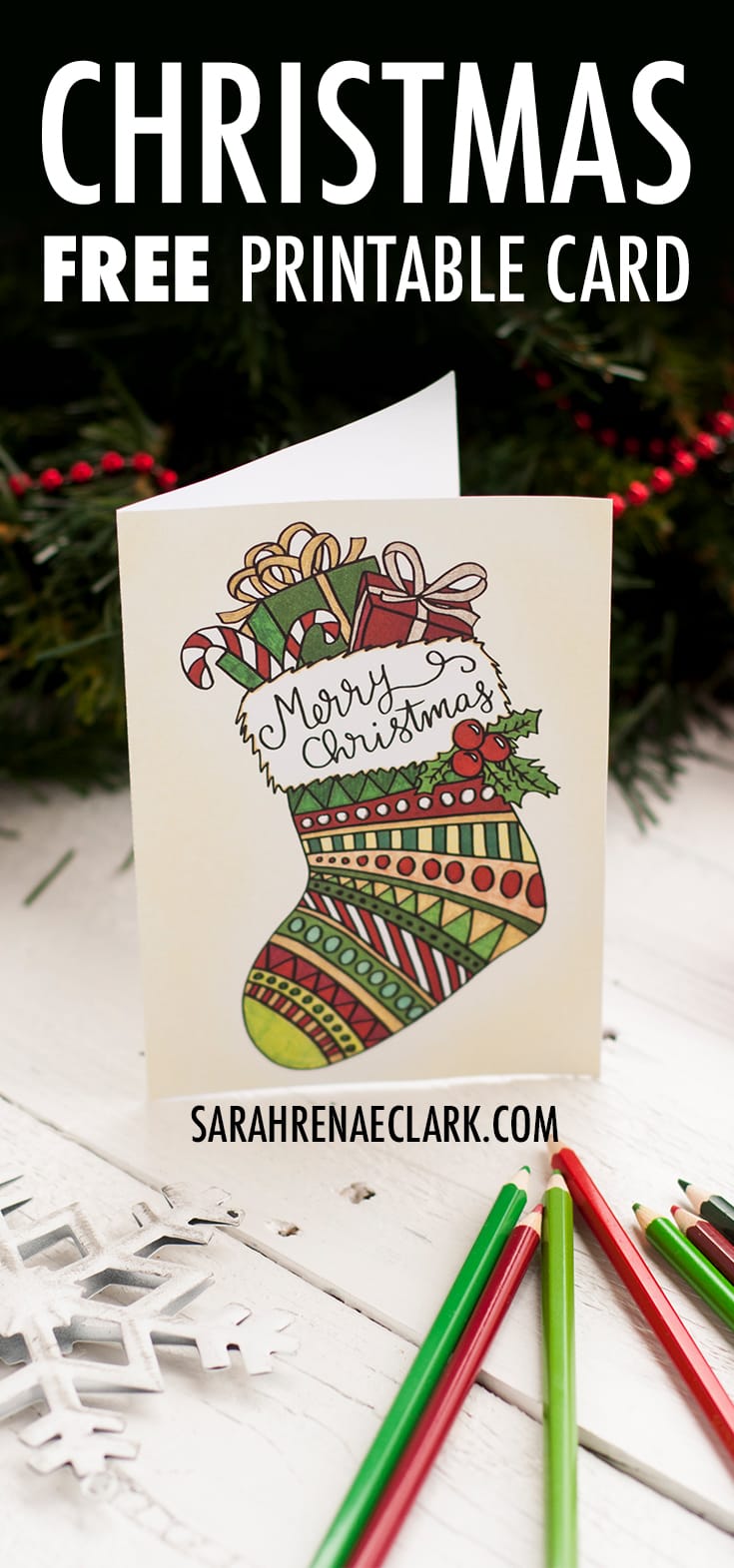 Free Christmas card printable template // Find more coloring Christmas printables at sarahrenaeclark.com #free #christmas #printable