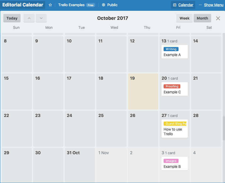 How to create a blog editorial calendar with Trello – calendar view How to create a blog editorial calendar with Trello - calendar view