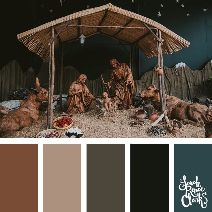 Chocolate colors // Christmas Color Schemes // Click for more Christmas color palettes, mood boards and color combinations at https://sarahrenaeclark.com #color #colorscheme #colorpalette Nativity inspiration // Christmas Color Schemes // Click for more Christmas color palettes, mood boards and color combinations at https://sarahrenaeclark.com #color #colorscheme #colorpalette