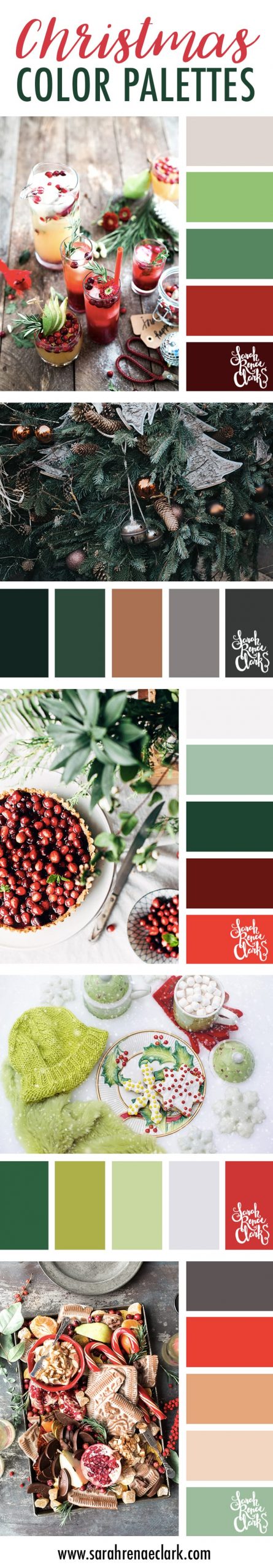 25 Christmas Color Palettes | Color schemes for all your Christmas craft projects! Click to see all 25 Christmas color palettes and other seasonal color inspiration at https://sarahrenaeclark.com #color #colorscheme #colorpalette