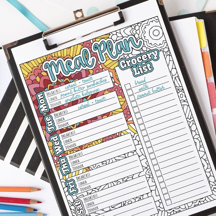 Weekly Meal Planner Printable / Family meal planning PDF template