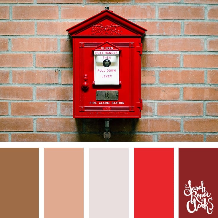 Red colors | 25 color palettes inspired by the PANTONE color trend predictions for Spring 2018 - Use these color schemes as inspiration for your next colorful project! Check out more color schemes at www.sarahrenaeclark.com #color #colorpalette