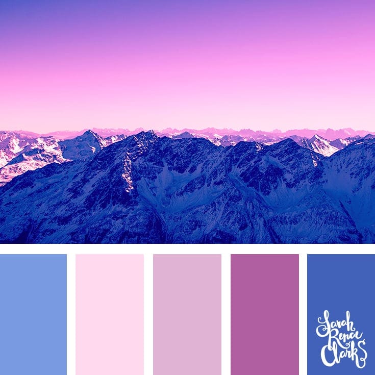 Pink and blue | 25 color palettes inspired by the PANTONE color trend predictions for Spring 2018 - Use these color schemes as inspiration for your next colorful project! Check out more color schemes at www.sarahrenaeclark.com #color #colorpalette