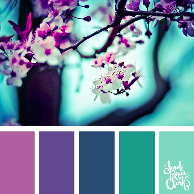 Spring colors | 25 color palettes inspired by the PANTONE color trend predictions for Spring 2018 - Use these color schemes as inspiration for your next colorful project! Check out more color schemes at www.sarahrenaeclark.com #color #colorpalette
