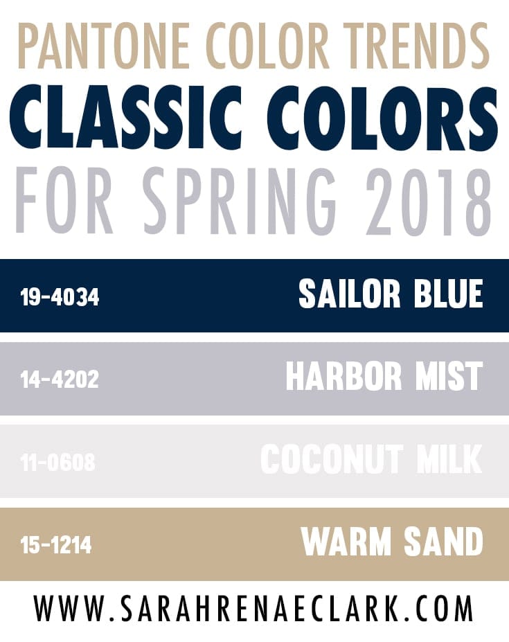 Pantone’s Spring 2018 Classic Color Trend Forecast – Check out these 25 color palettes inspired by the Pantone colors for Spring! #color #pantone Pantone's Spring 2018 Classic Color Trend Forecast - Check out these 25 color palettes inspired by the Pantone colors for Spring! #color #pantone
