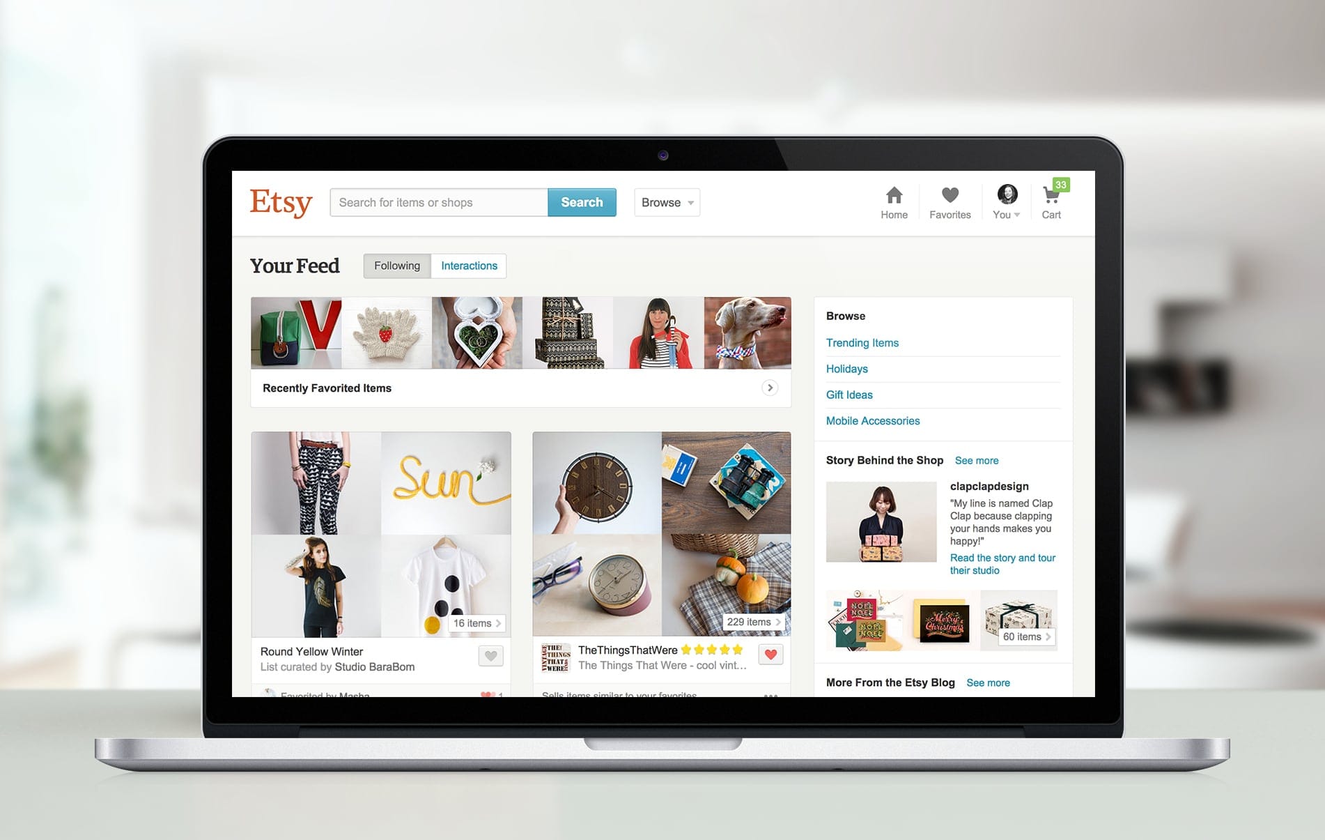 Etsy desktop on laptop