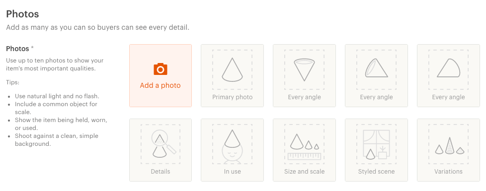 add up to 10 photos to your Etsy listing