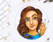 Free Printable Coloring Page of girl with markers colored with Ohuhu Skin toned Alcohol Markers