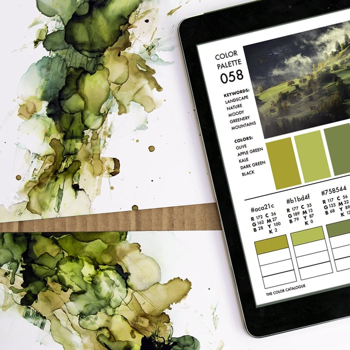 The Color Catalog with green alcohol inks