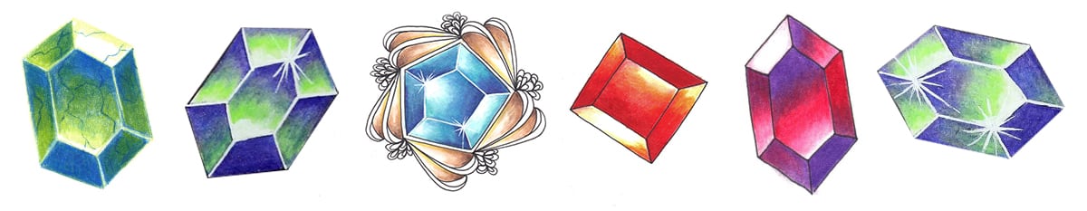 Colored gemstone tutorial examples