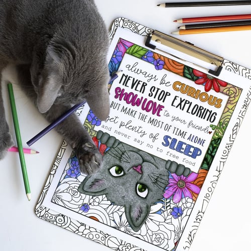 Cute cat coloring page. Colored by Michelle HH