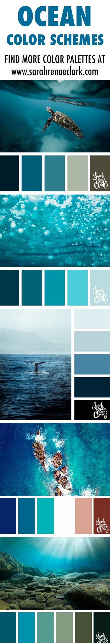 ocean color schemes, color inspiration, color palettes