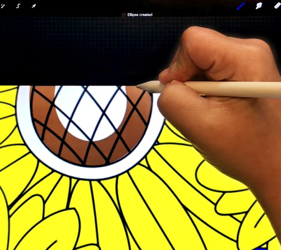 Coloring adult coloring pages using Procreate