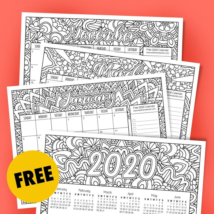 FREE 2020 printable calendar