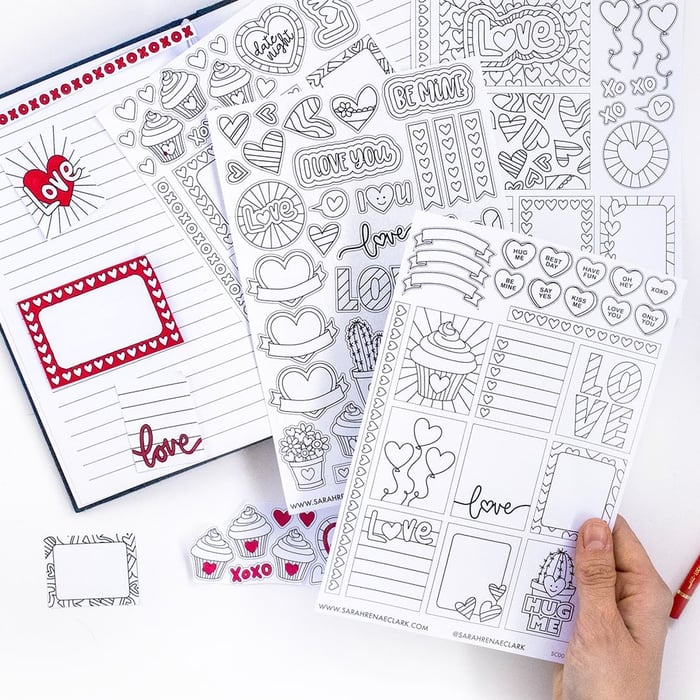 Coloring Printable Valentine's Day Planner Stickers