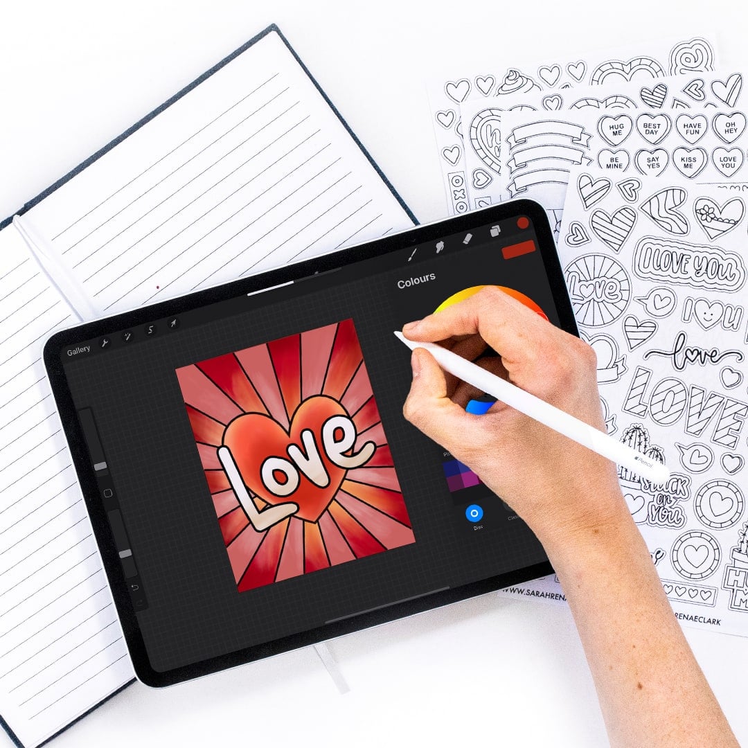 Digital stickers that have been colored in ProCreate