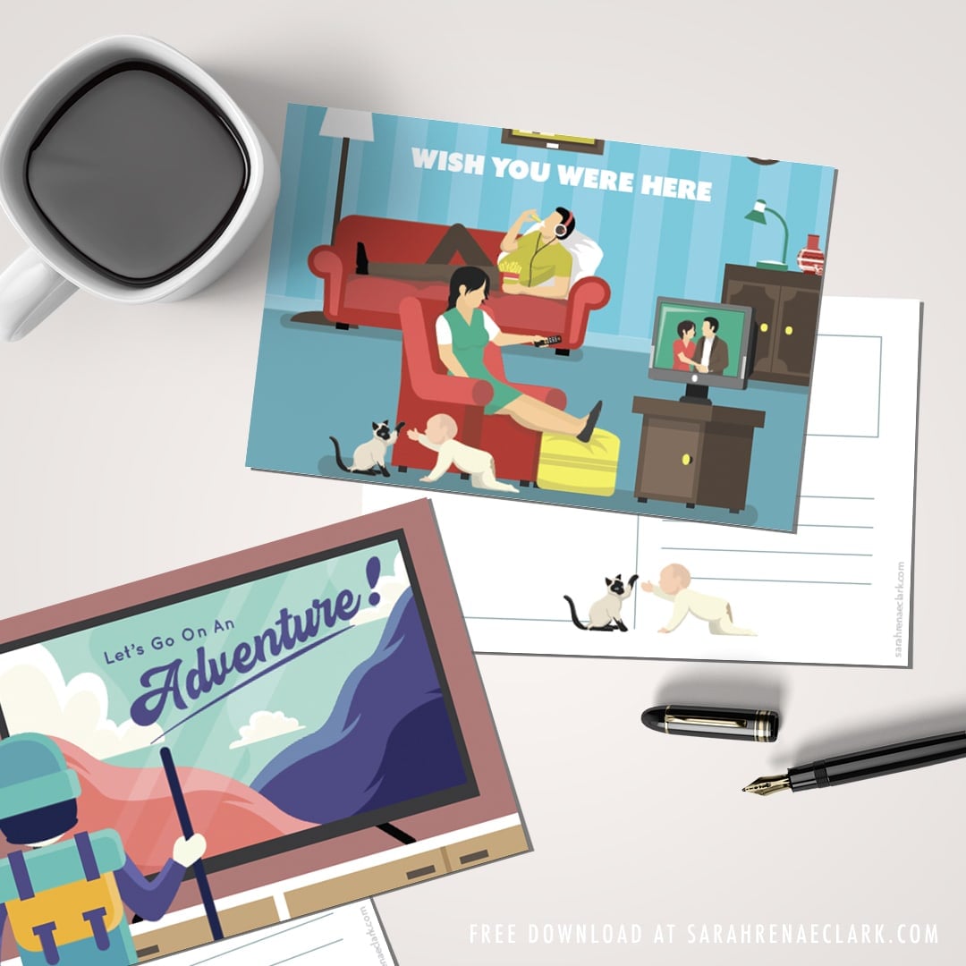 Funny Quarantine postcards free printable