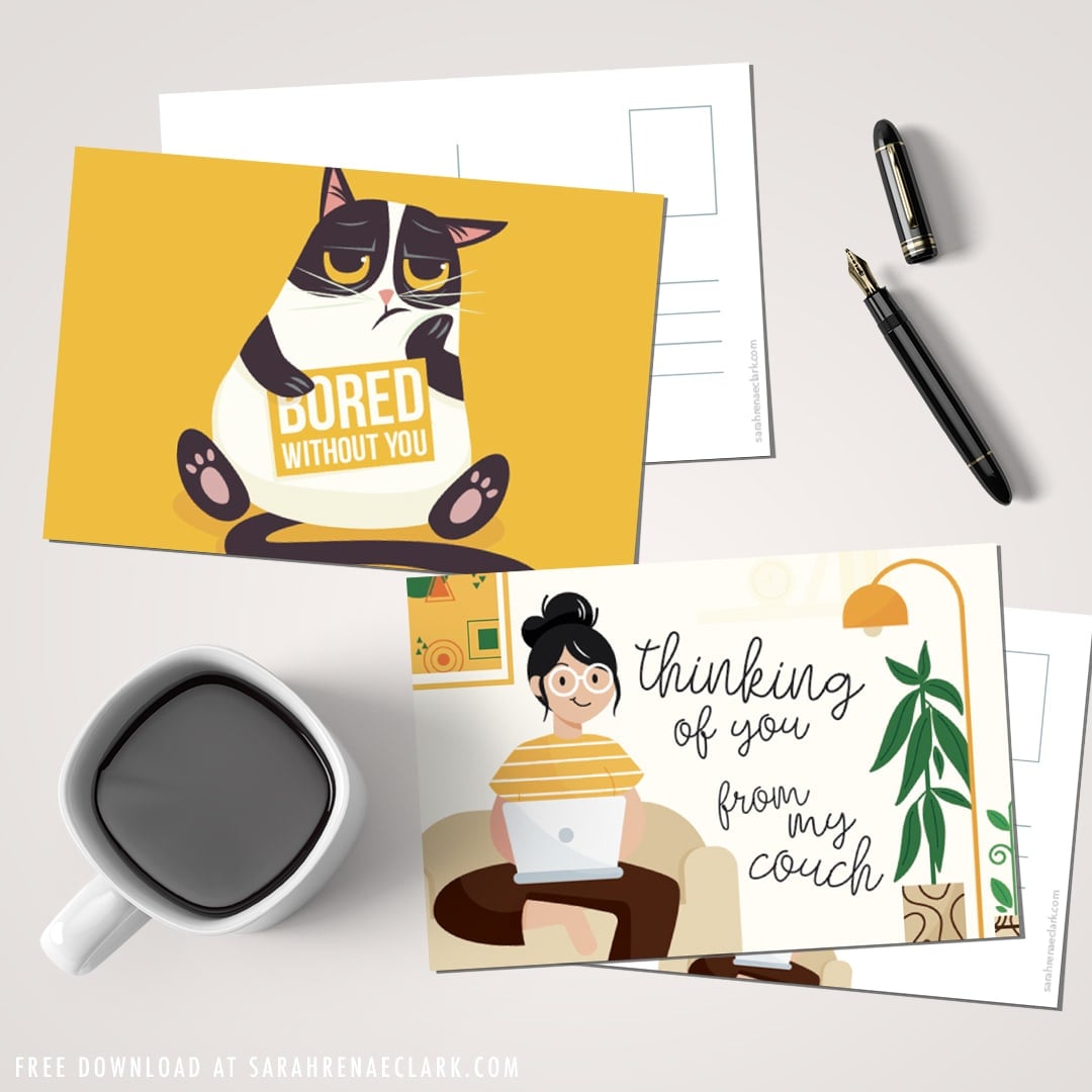 Funny Quarantine postcards free printable