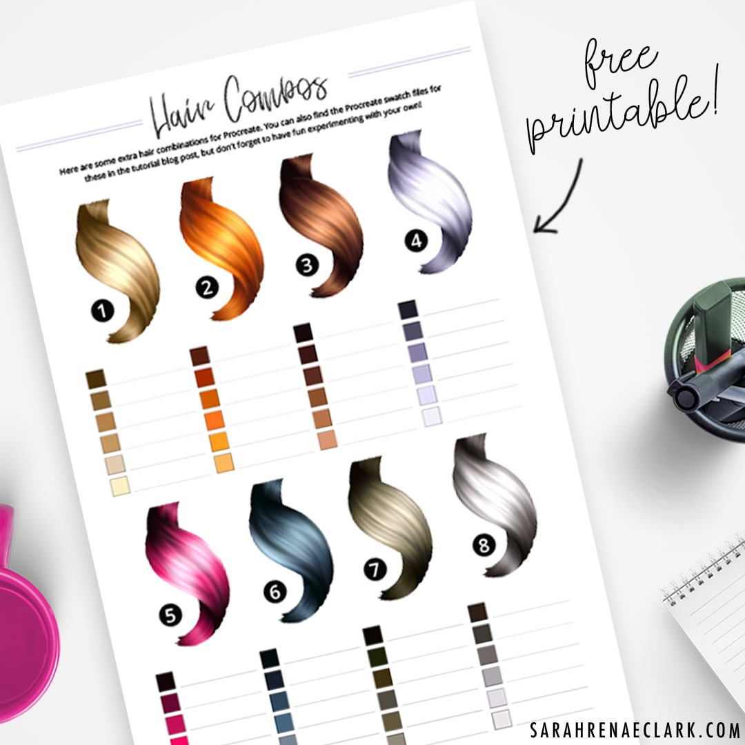 Hair Color Combination - Free Hair Color Swatches Printable