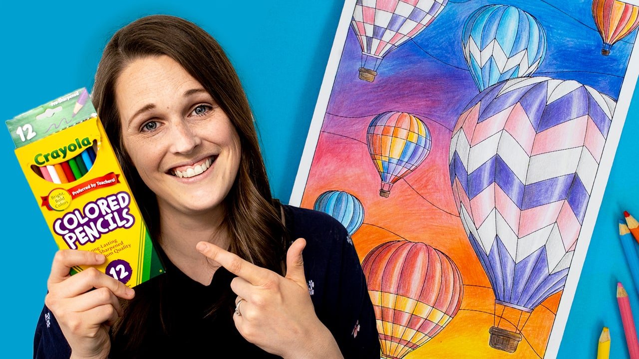 Sarah with Crayola pencils