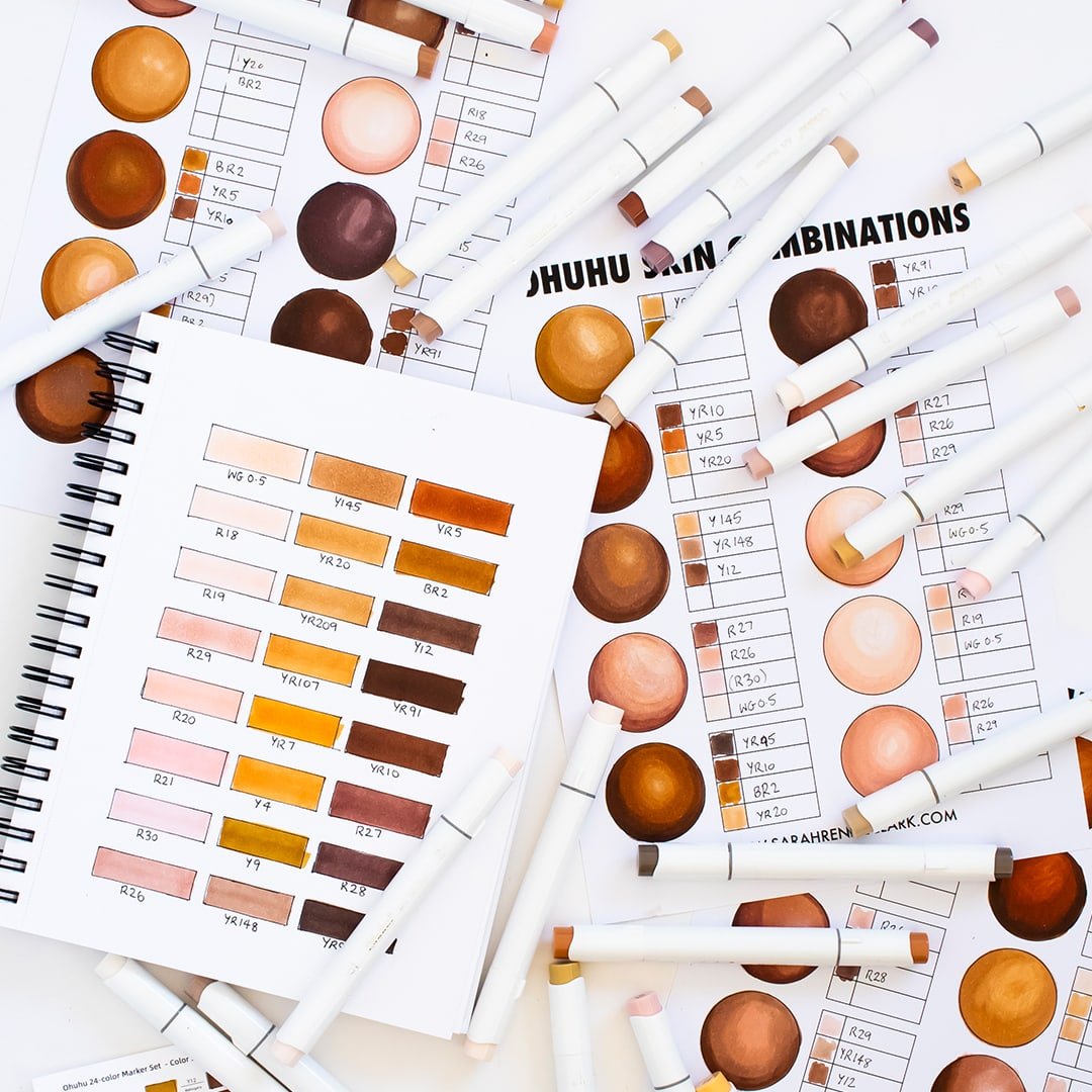 skin tone color swatch chart