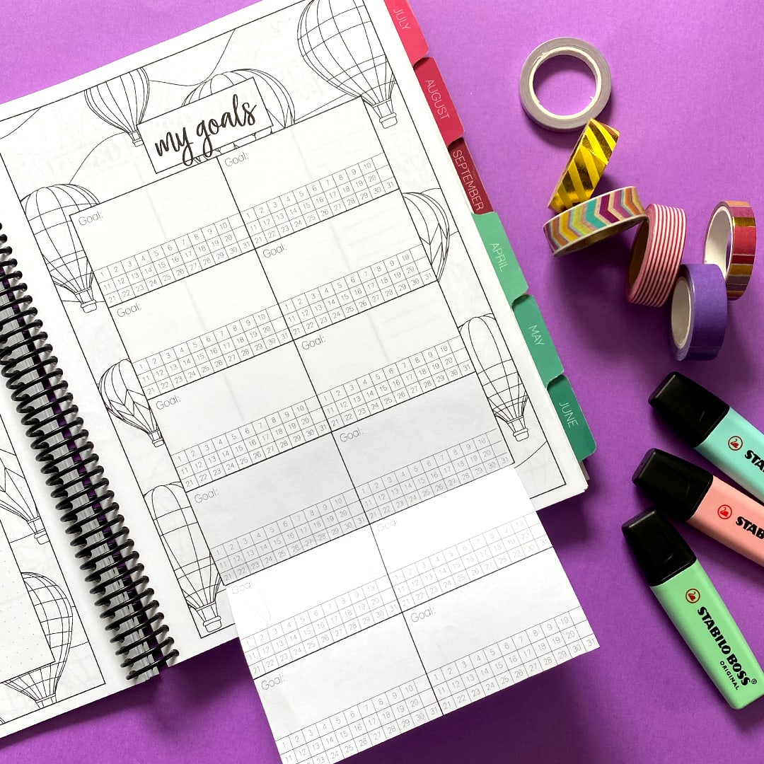 Example of fold out sections in a planner