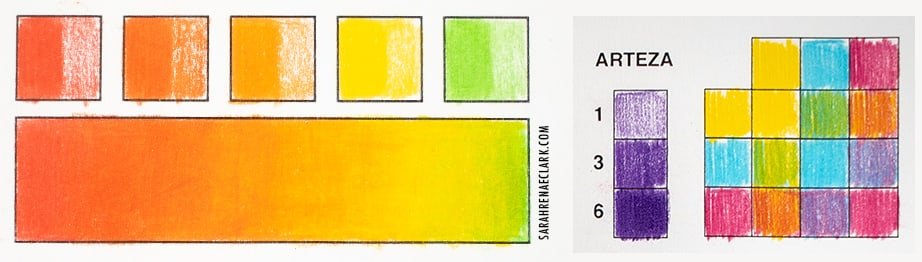Arteza colored pencil swatches and gradient