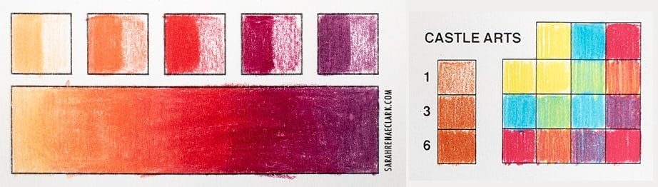Castle Arts colored pencil swatches and gradient