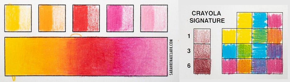 Crayola Signature colored pencil swatches and gradient
