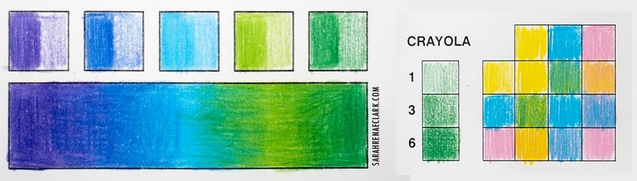 Crayola colored pencil swatches and gradient