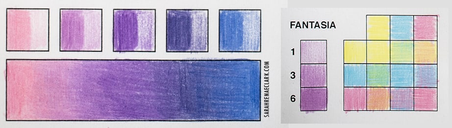 Fantasia colored pencil swatches and gradient