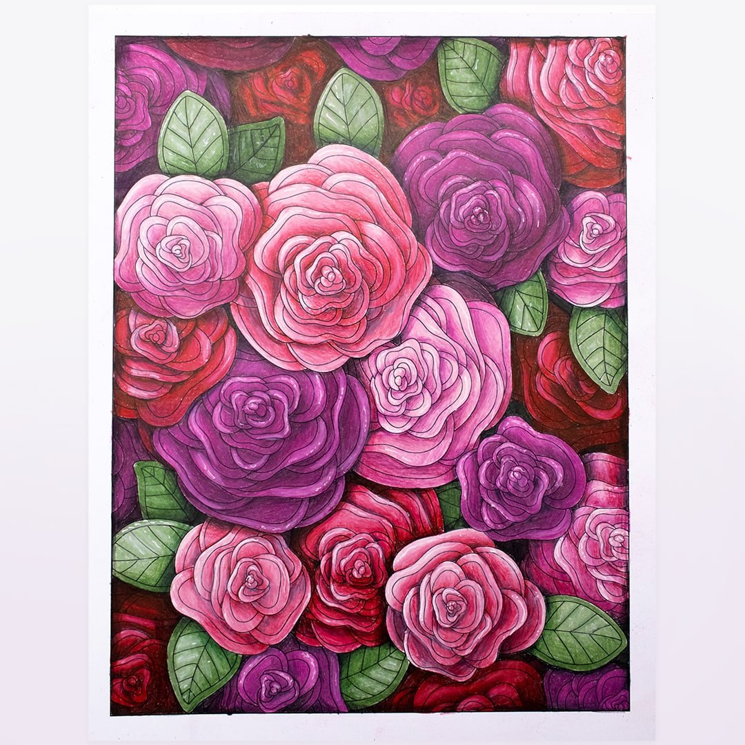 Floral adult coloring page