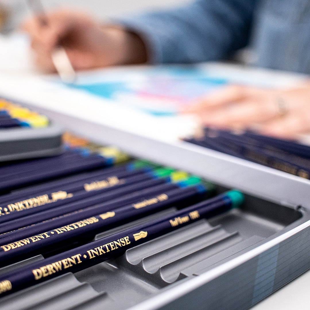 Derwent Inktense Pencils being used in art studio
