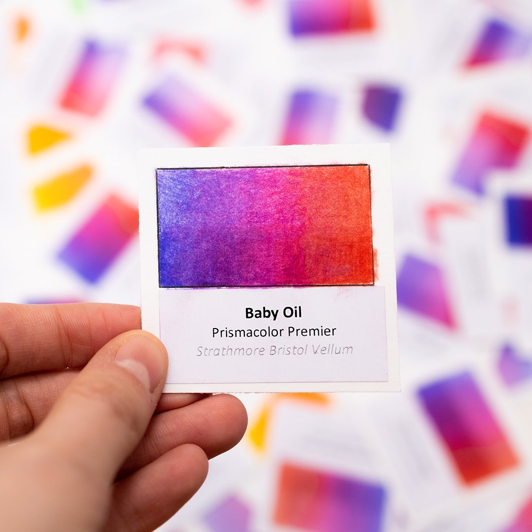 Baby oil and colored pencil blending