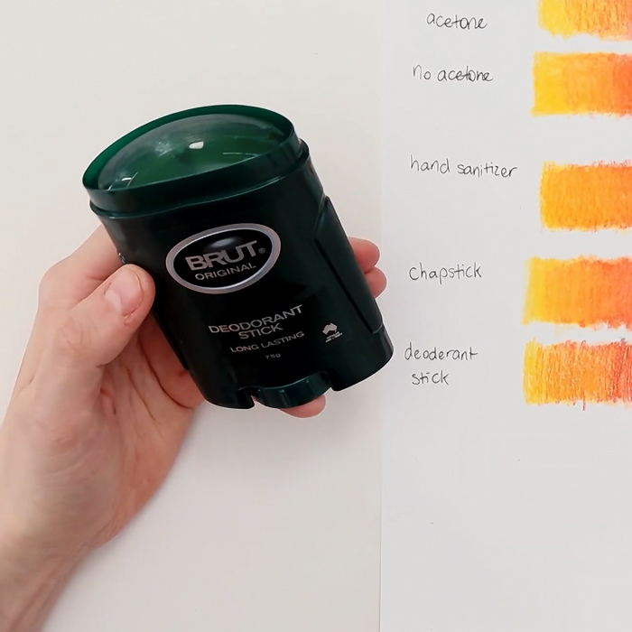 Stick deodorant blending colored pencils