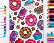 Fun donuts and cupcakes printable coloring page for adults