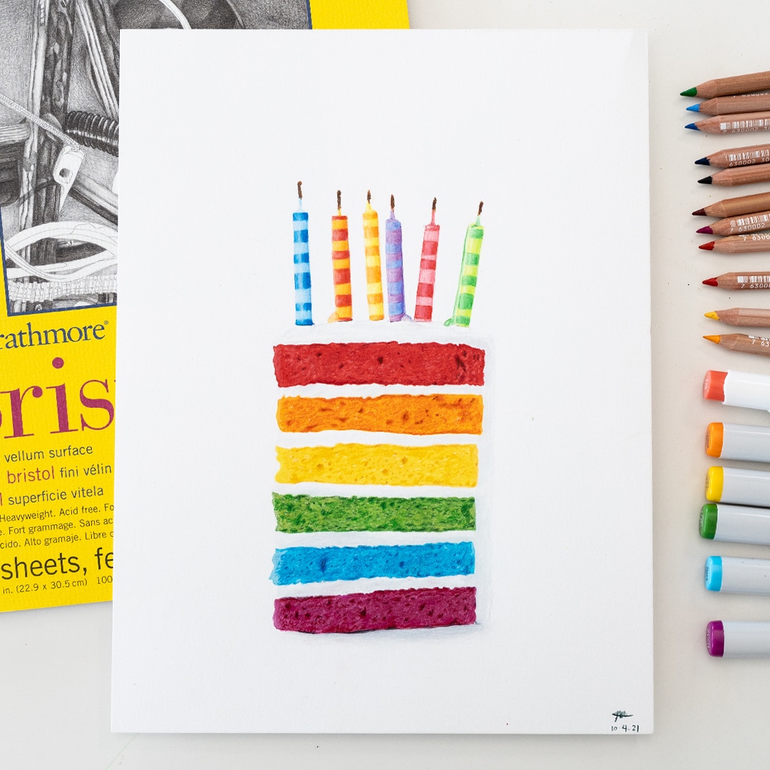 Cake drawn with Colored Pencils and Markers by Sarah Renae Clark
