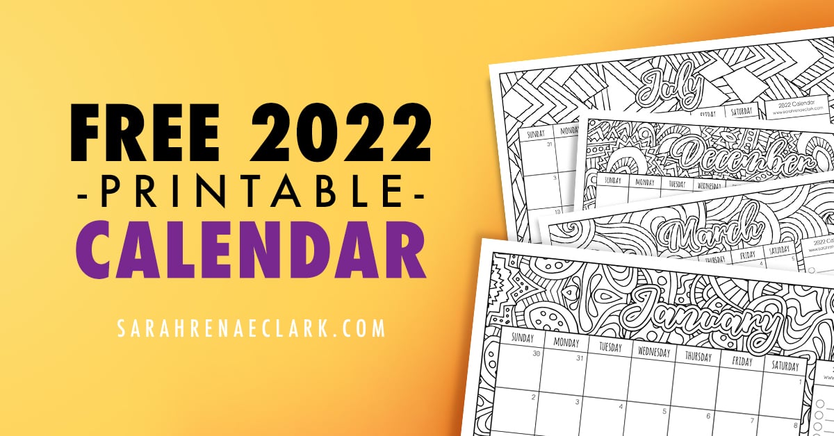 Free 2022 Printable Coloring Calendar