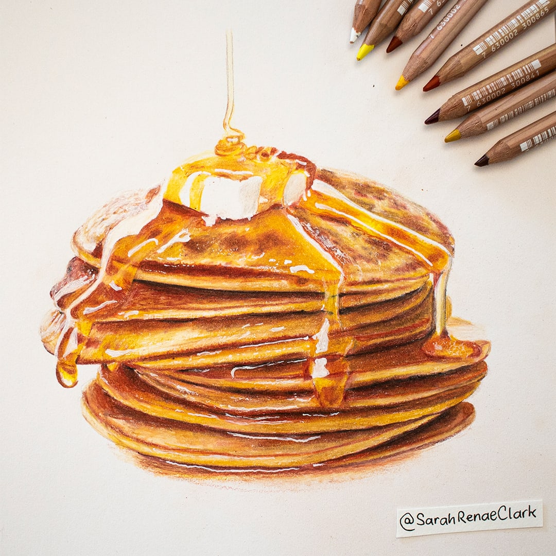 5 pancake drawing using Caran d'Ache Luminance Pencils