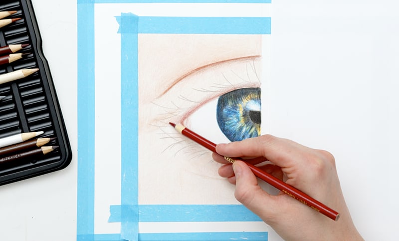 Colored Pencil Drawing - Eye in Progress