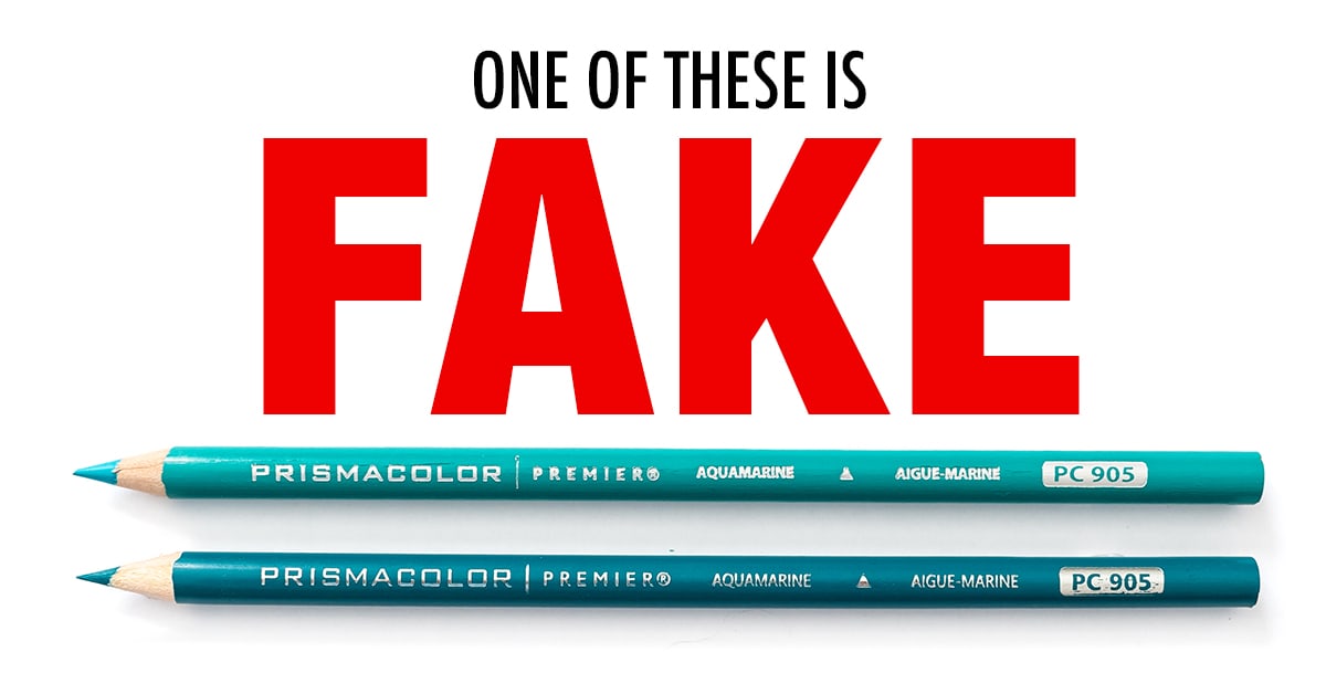 Two identical looking pencils with the heading, one of these is a fake.