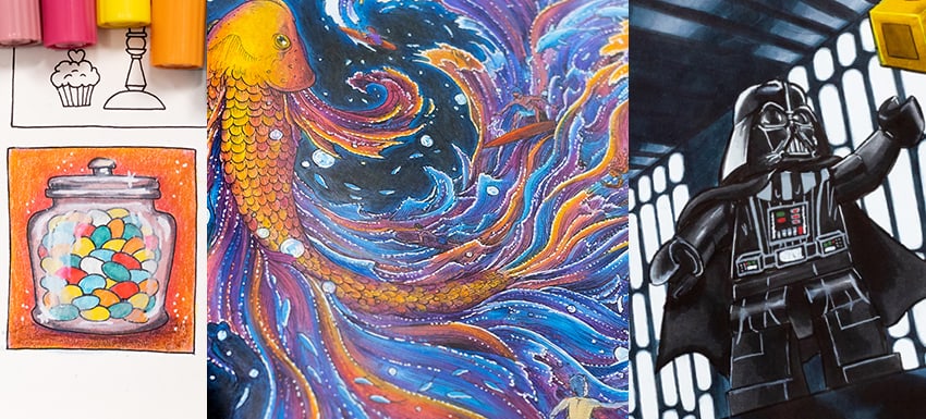Examples of White Highlights on Coloring Pages