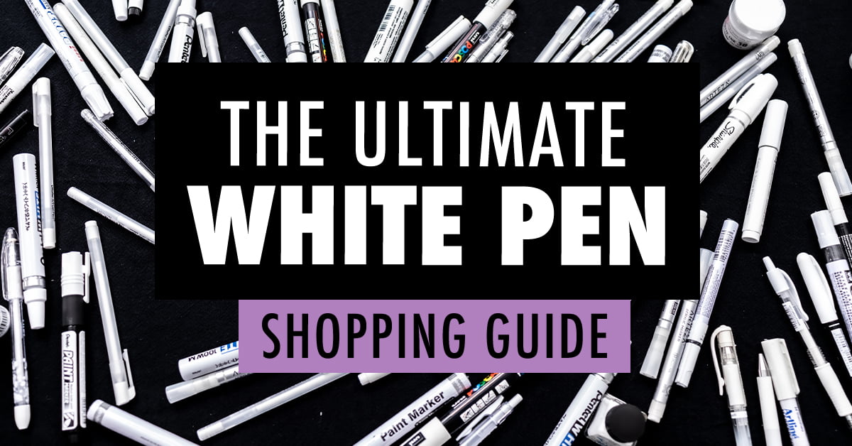 A collection of white pens on a black background