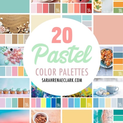 A collection of pastel colored color palettes stacked together in a rectangle