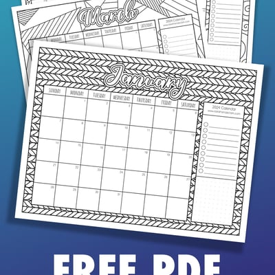 FREE 2024 Printable Coloring Calendar from Sarah Renae Clark