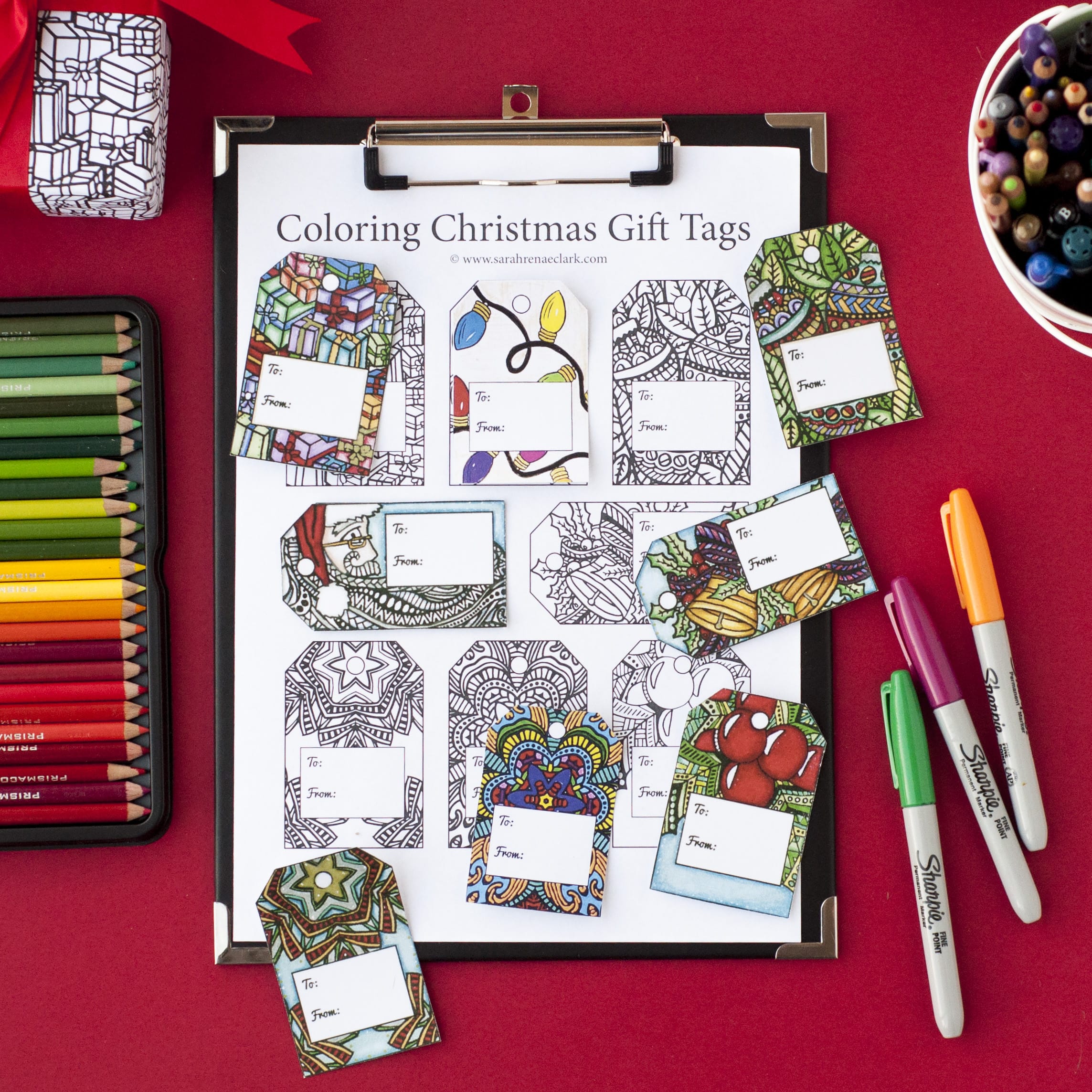 Christmas Gift Tags with Ginger bread men, holly, santa and more