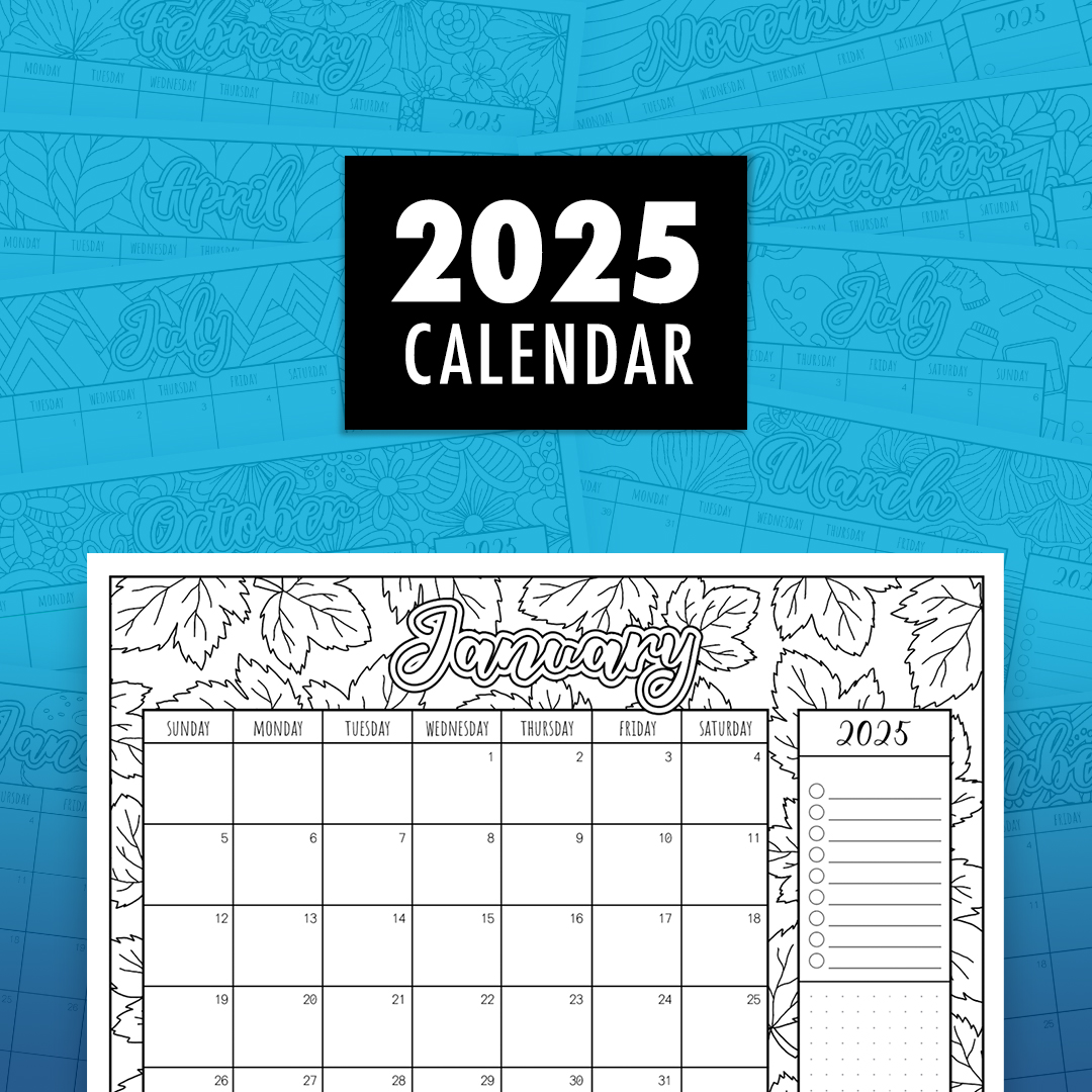 Free 2025 Printable Coloring Calendar - By Sarah Renae Clark